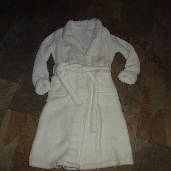 Nordstrom Robe Spa ivory/off white Soft Plush fleece Sherpa Belt/wrap Women L - Picture 1 of 12